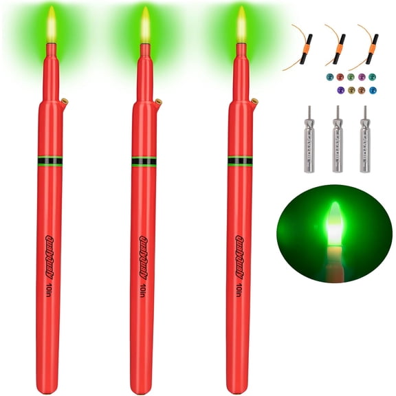 QualyQualy Fishing Floats, Weighted Catfish Pole Floats, High Visibility Wood Pole Fishing Float for Catfish Pike 7IN 10IN 12IN, 3PCS