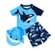 thumbnail image 1 of Traje De Baño Para Niños Pequeños, Bebés, Niños, Letras De Dibujos Animados, Estampado De Tiburón, Pantalones Cortos De Tiburón Con Sombrero, Conjuntos De Trajes De Baño, Azul Odeerbi  LM103-3108, 1 of 9