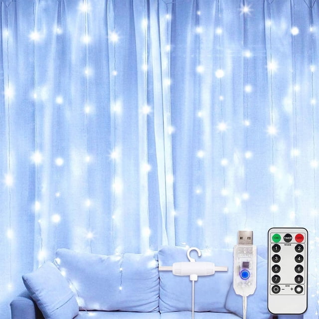 Cortina Luces Led Serie 3x3 Control Decoración fiestas Eventos Navidad Usb Luz blanca Genérica Navideño
