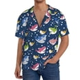 thumbnail image 3 of Vsdgher Colorful Cartoon Shark Print Men's Wrinkle Free Untucked Cuban Shirt Business Casual Button Down Shirts Short Sleeve Shirt, 3 of 7