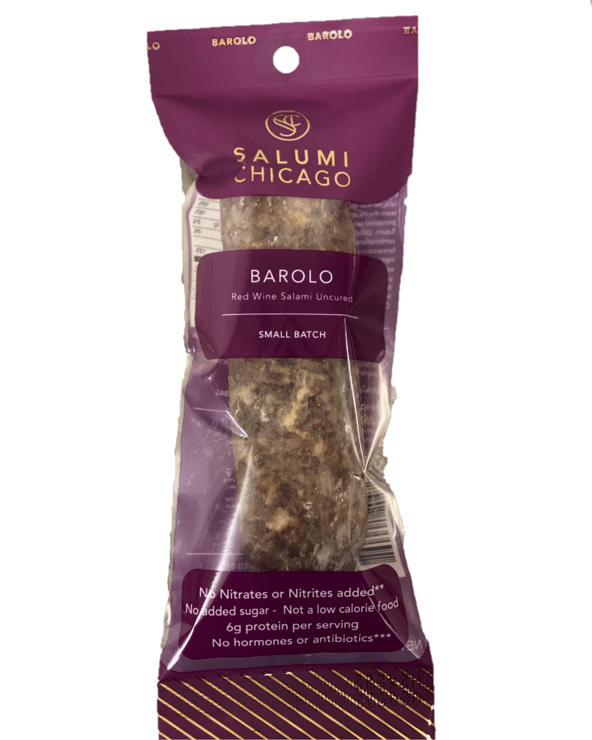 Salumi Chicago Artisan Salami (Barolo) - Uncured, Gluten Free, Sugar Free, Keto Snack (5.3 oz.)