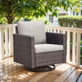 thumbnail image 2 of Gymojoy 4 Pieces Outdoor 360° Swivel Rocker Patio Chairs, Patio Swivel Rocking Glider Chairs Set of 4, PE Wicker Swivel Rocking Furniture Set, Brown Beige, 2 of 9