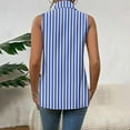 thumbnail image 4 of Staron Women's Casual Sleeveless Button Down Collar Tank Top Striped Blouse Basic Relaxed Loose Fit Vacation Beach Travel Shirt, Blue M, 4 of 7