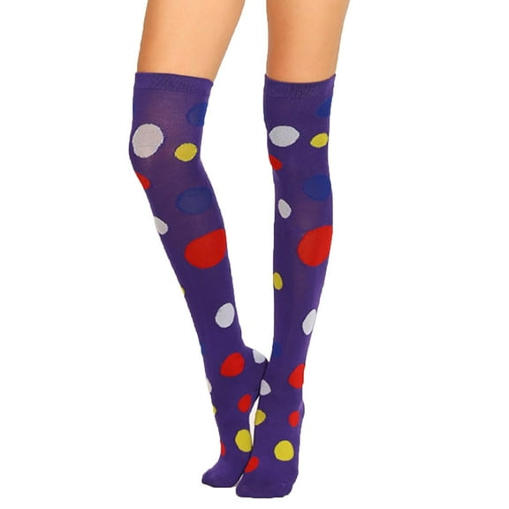 IROINNID Christmas Soft Socks for Women Polka Printed Christmas Warm Fun Novelty Knee Length Ugly Xmas Gift Socks,Purple