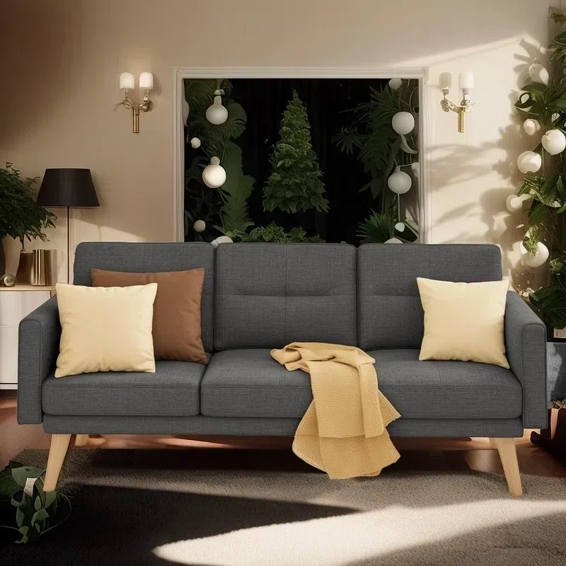 Lofka Sectional Couch, Convertible L Shaped Couches for Living Room, Upgraded Sofas with Soft Velvet for Small Spaces, Ligth Gray