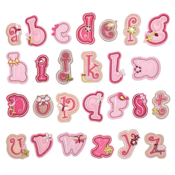 26 Pcs Iron on Letters for Fabric Alphabet Stickers for Kids Sewing Patches Pink