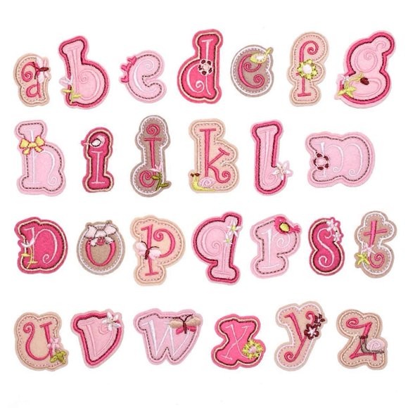 26 Pcs Iron on Letters for Fabric Alphabet Stickers for Kids Sewing Patches Pink