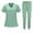 Light Green, variant on Minjewel Women's V-Neck Short Sleeve Two-Piece Scrubs for Women Set with Pockets, Soft & Durable Medical Scrub Set for Hospital & Clinic Wear,Black L