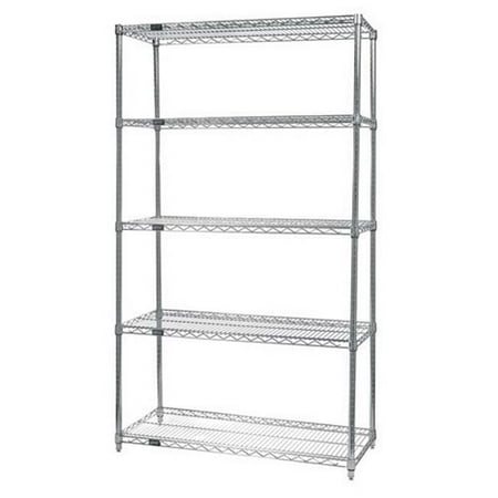 

Quantum Storage WR74-2136C-5 Wire Shelving 5-Shelf Starter Units - Chrome 21 x 36 x 74 in. - Chrome