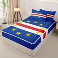 thumbnail image 2 of Manfei Cape Verde Flag Zipper Queen Comforter Set with Fitted Sheet and 2 Pillowcases,Patriotic Theme Art Zipper Bedding Set,Blue Red Yellow,Navy Blue Reversible,4pcs, 2 of 8