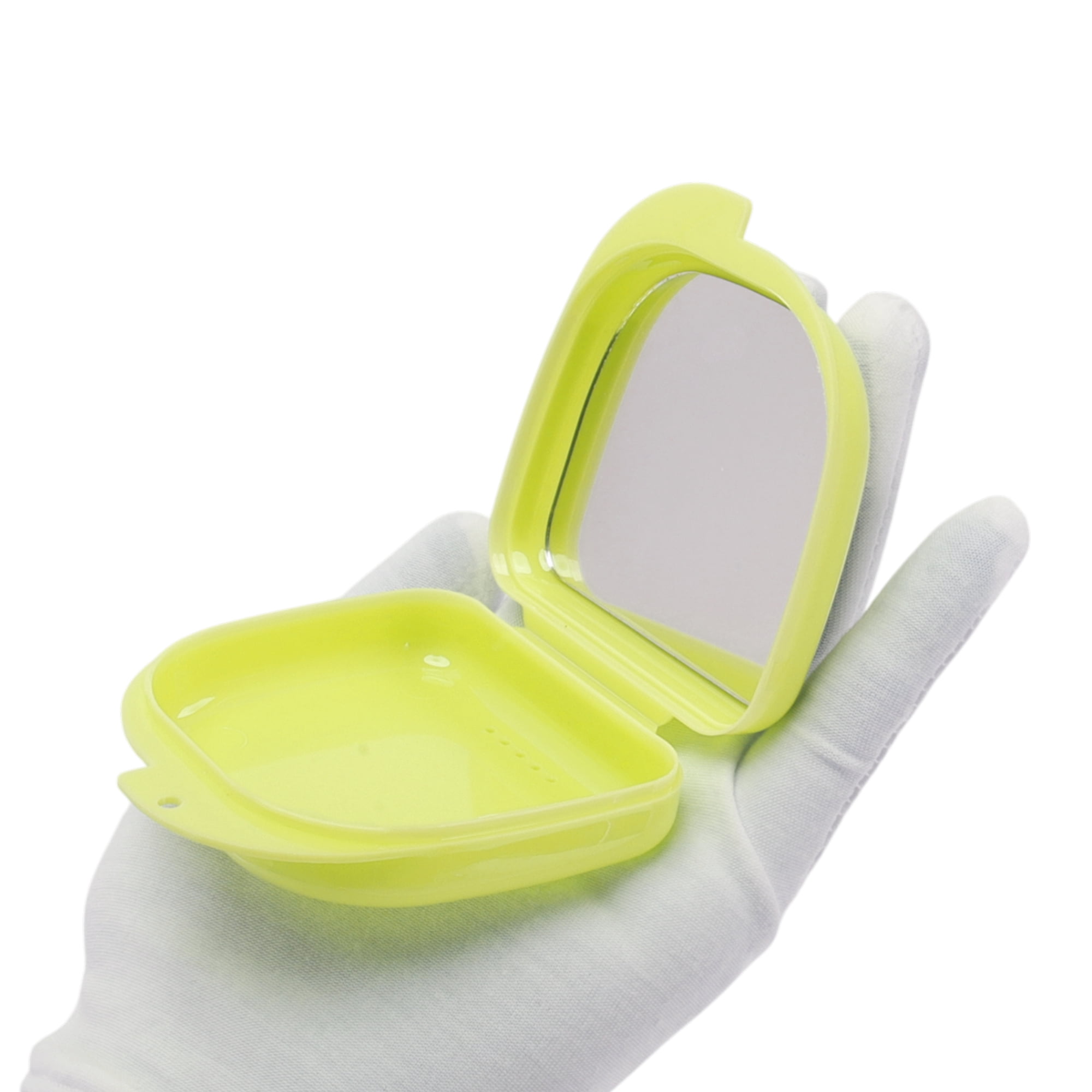 Unique Bargains Compact Braces Box with Brush 1 Set Yellow