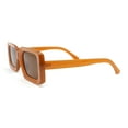 thumbnail image 3 of Womens Mod Narrow Rectangle Minimal Fashion Plastic Sunglasses All Brown, 3 of 4