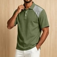 thumbnail image 7 of OIOLOYJM Golf Shirts for Men Summer Raglan Short-Sleeve Relaxed Fit Cotton Linen Patchwork Casual Quick Dry Lightweight Polo Shirts Basic Business Workout Collared Tops Army Green 2XL, 7 of 7