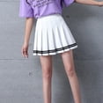 thumbnail image 2 of EIMELI Jupe Plissée Mini Décontractée pour Femmes Taille Haute Jupe Patineuse avec Shorts S-TTG, 2 of 9