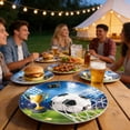 thumbnail image 4 of Deeceymbur 10 Pack 9 Inch Disposable Soccer Football Theme Paper Plates for Birthday Party Dinner Celebrations Events Decorations Tableware, 4 of 6