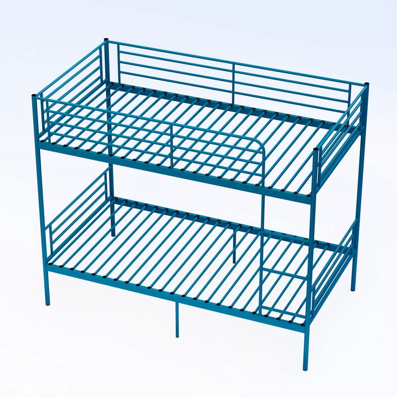 Twin Over Twin Metal Bunk Bed with Ladder, High Guardrails, Under-bed Storage, Noise-Free Design, Convertible to 2 Twin Beds