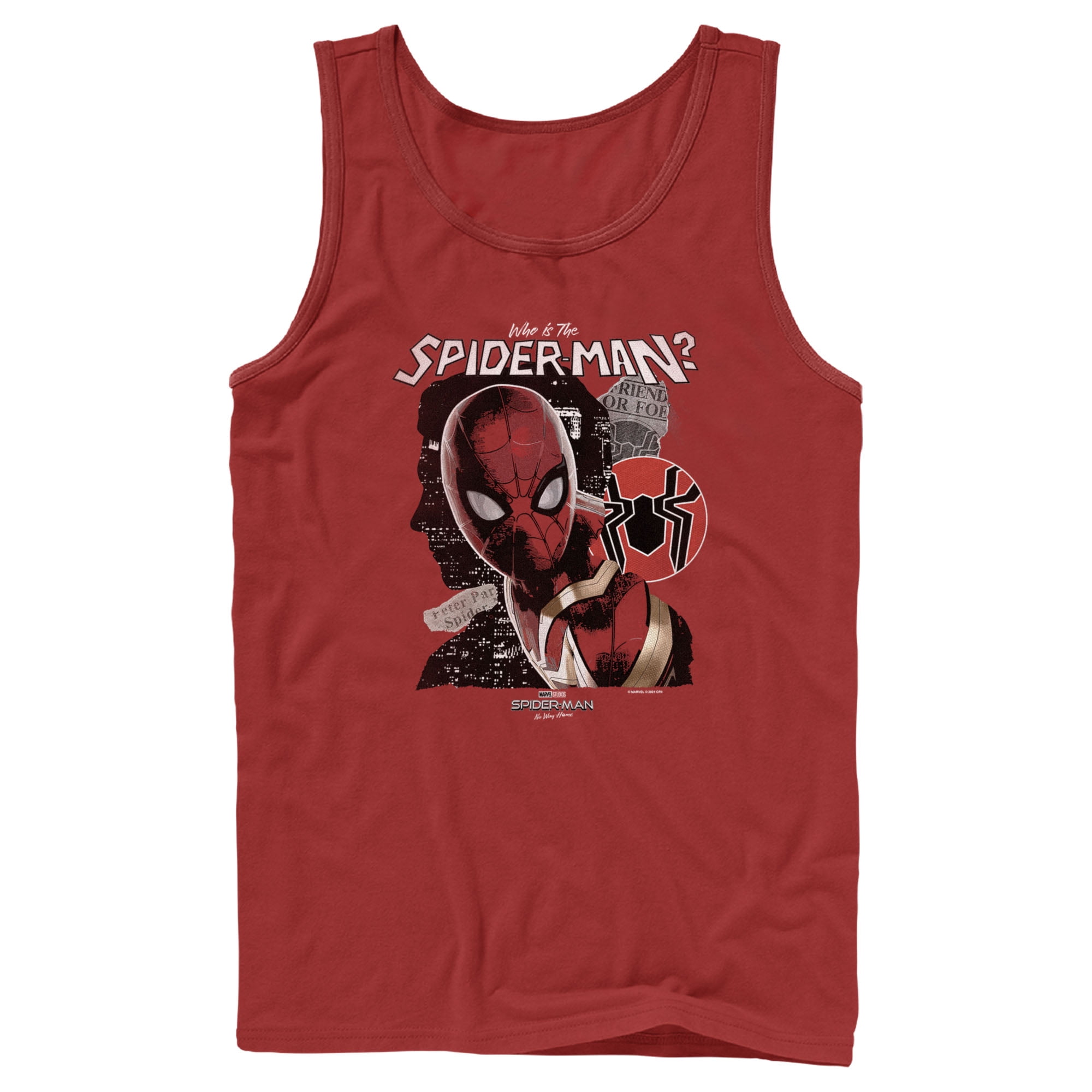 Men's Marvel SpiderMan No Way Home Who is the SpiderMan Tank Top Red