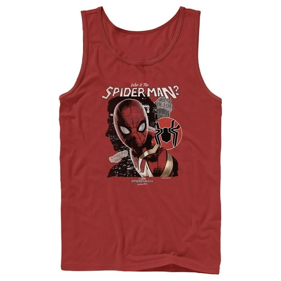Men's Marvel Spider-Man: No Way Home Who is the Spider-Man  Tank Top Red Large