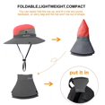 thumbnail image 4 of Foldable Buckle Hat for Women Sun Hat Outdoor UV Protection Wide Brim Ponytail Cap Packable Summer Beach Hat Adjustable Floppy Hat for Fishing Hiking Gardening [Red], 4 of 8