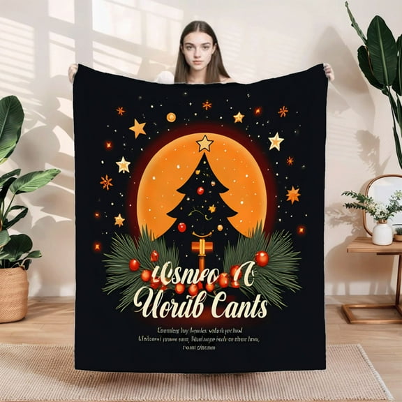 Durable Soft & Warm Flannel Blanket - Cozy Christmas Tree Design with Ornaments Perfect for Sofa Travel Bed & Chair