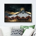 thumbnail image 2 of PixonSign Framed Canvas Print Wall Art Set Granite Marble Sun Mountain Range Nature Wilderness Illustrations Modern Art Farmhouse/Country Landscape - 24"x36" Black, 2 of 5