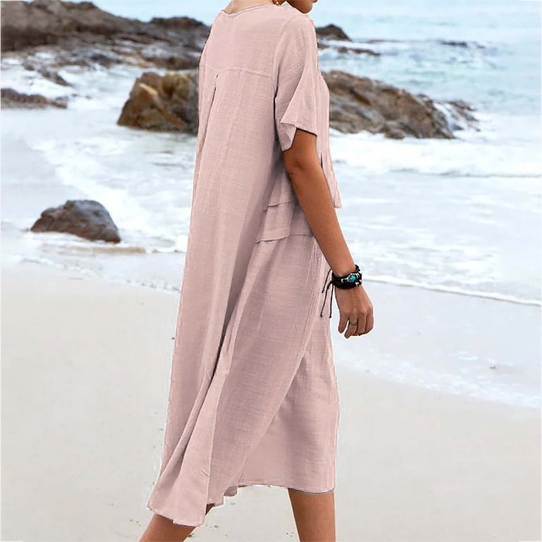 loose fashion dresses Loose Linen Maxi Dress, Summer Dress, Linen Dress for Women, Linen Dress with Pockets, Plus Size Dress, 100% Linen Clothing, XS / Blue Green