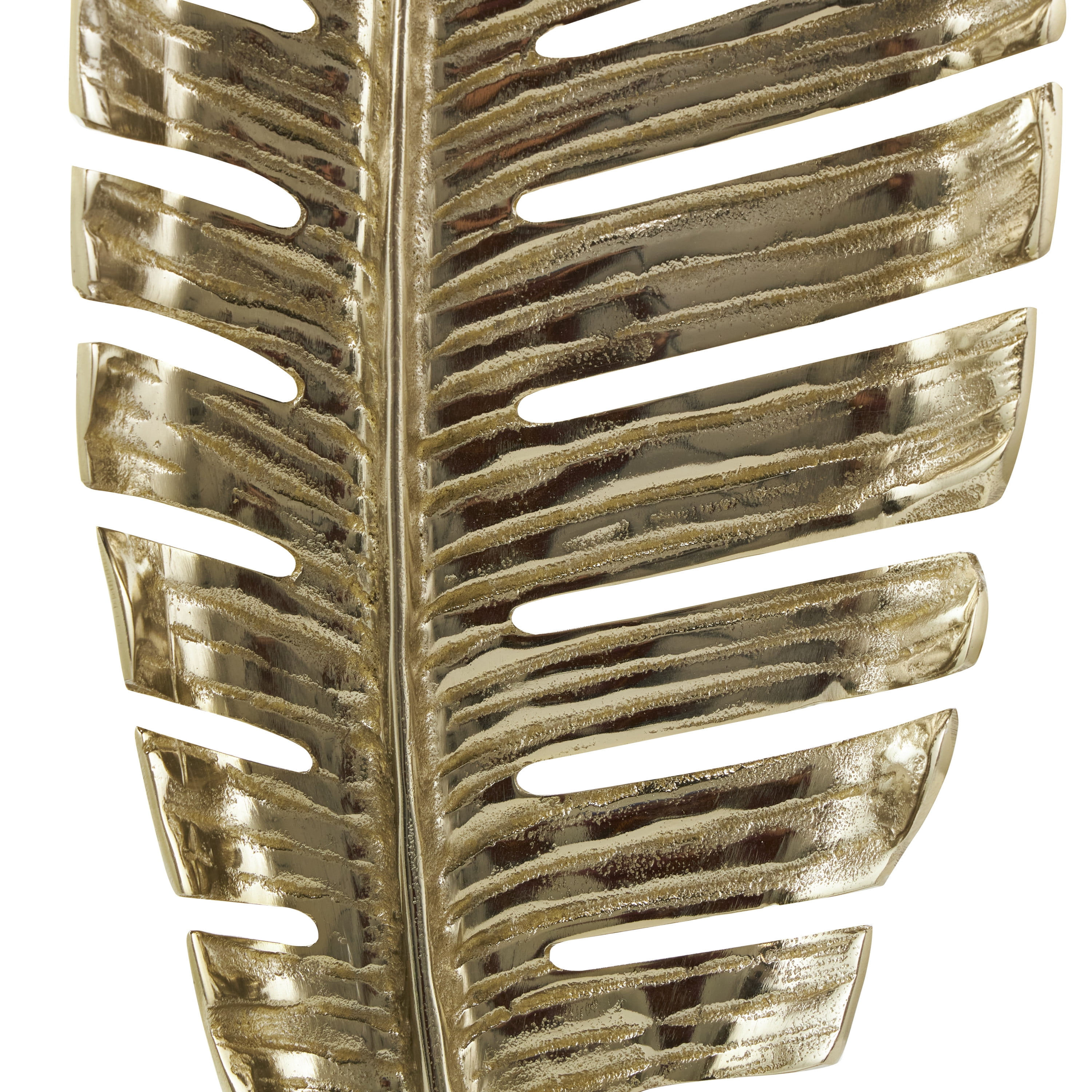 9" x 30" Gold Aluminum Standing Single Leaf Sculpture with Black Marble Base, by CosmoLiving by Cosmopolitan