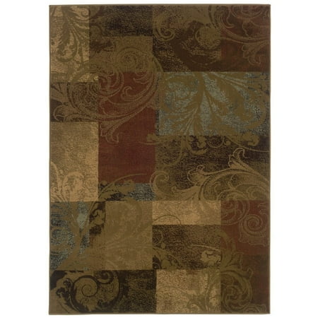 Condition photo showing New/Like New for oriental weavers hudson area rug - 036g1 - 7 8  x 10 10  - in green/ red - soft modern style area rug  stain resistant  family and pet friendly   dining  living room rug