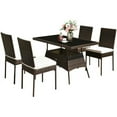 thumbnail image 3 of GVN 5 Pieces Rattan Dining Set Glass Table High Back Chair, Patio Seating Conversation Set, Modern Patio Chair Sectional All Weather Proof for Patio Back Deck, 3 of 7