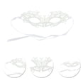 thumbnail image 3 of Unique Bargains 1 Pc Lace Flame Design Half Face Party Mask for Masquerade Party White Lace, 3 of 5