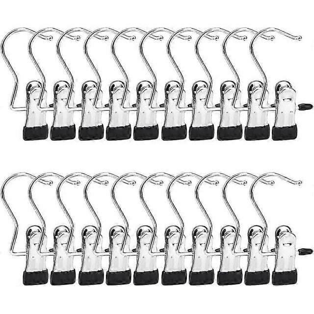 Ganchos de sujeción para perchas, 20 piezas, ganchos portátiles para ropa, clips de inicio, ganchos multiusos de acero inoxidable, ganchos de metal para ropa, pantalones, zapatos y toallas.