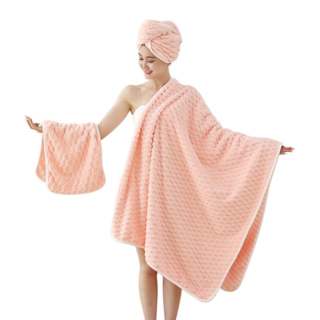 Yhmxh Toallas de algodón, toalla de terciopelo coral, juego de toalla de baño y gorro de baño, juego de toallas de baño de lujo, juego de toallas de algodón suave, toallas de mano de alta absorción.