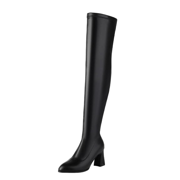 Black Thick Heel Over The Knee Long Boots Platform Women Casual Fall Winter Fashion Versatile Sweet Cool
