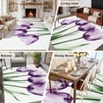 thumbnail image 5 of Purple Tulip Floral Area Rug 5x8 FT, Non Slip Bedroom Throw Carpet, Farmhouse Elegant Botanical Flowers Washable Soft Floor Carpet Non-Shedding Rug for Living Room Nursery Dorm Office, 5 of 9