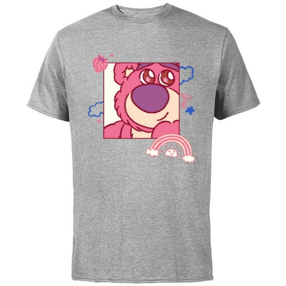 Disney and Pixar’s Toy Story Lotso Bear Fluffy Rainbows Cute - Short Sleeve Cotton T-Shirt for Adults - Customized-Athletic Heather