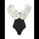 thumbnail image 1 of Traje de Baño de una Pieza para Mujer, Falda Cruzada, Pareo, Bikini con Estampado Floral Retro. y Negro M, 1 of 8