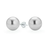 Bling Jewelry Womens Classic Light Grey Simulated Pearl Drop Ball Earrings in  Sterling Silver