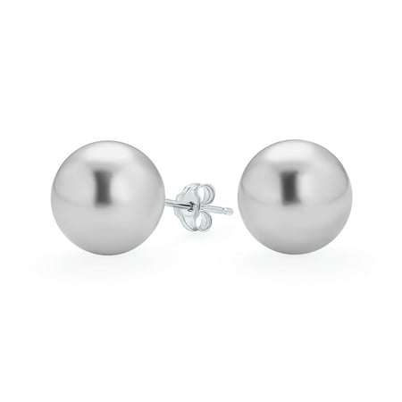 Bling Jewelry Womens Classic Light Grey Simulated Pearl Drop Ball Earrings in Sterling Silver