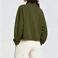 thumbnail image 3 of Horkkom Quarter Zip Pullover Women Solid Color Loose Casual Daily Tops Fall Mock Neck Sweatshirts with Pockets XL, 3 of 8