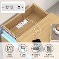 thumbnail image 3 of PAPROOS Nightstand Set of 2 with Charging Station and LED Lights, 3 Drawer Nightstand with Sliding Top Hidden Storage, Modern Fluted Bedside Tables with USB-C Port & Outlets for Bedroom, Natural, 3 of 10