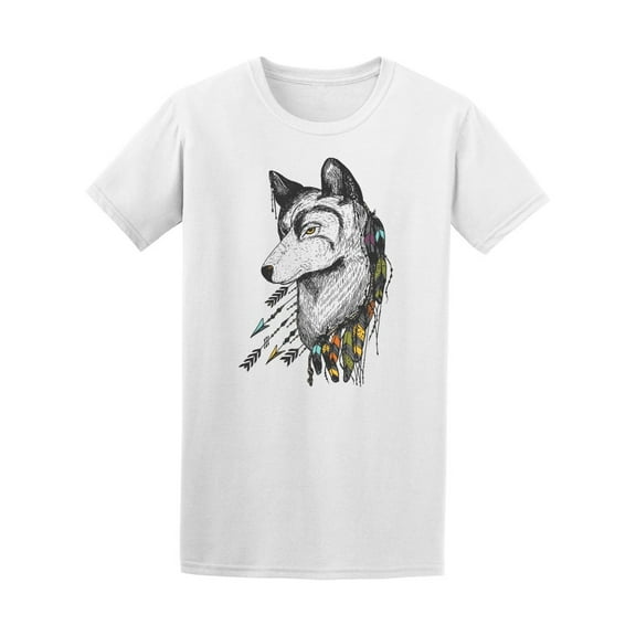 Wolf With Feather Necklace Tee Men's -Image by Shutterstock