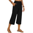 thumbnail image 7 of Women Capris under $5! Xqxayjr Womens Capri Pants Loose High Waisted Wide Leg Lounge Pants Casual Loose Fit Pull Elastic Smock Waist Palazzo Trousers with Pockets, 7 of 7