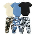 thumbnail image 2 of KIMI BEAR Newborn Baby Boys Layetter Set 3-6 Months Kids Outfits Sets 3 Packs Gift Set Short Sleeves Letter Print Romper Dinosaur Top Camouflage Pants 6pcs Multicolor, 2 of 8