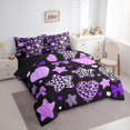 thumbnail image 2 of Feelyou Fashion Halloween Cartoon Full Size Bedding Sets, Spooky Zebra Print Bow Full Size Bed in a Bag, Purple, Black Reversible, 7-Piece, 2 of 7