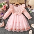 thumbnail image 2 of Rggeeun Toddler Elegant Girls Dress With Floral Lace Long Sleeve Party Gown For Baby Autumn Winter Holiday Celebration Comfort Casual O-Neck Sundress, 2 of 9