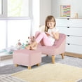 thumbnail image 2 of Costway Kids Sofa Chair w/ Ottoman Toddler Single Sofa Velvet Upholstered Couch Pink, 2 of 9