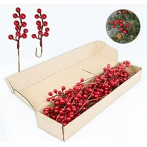 32 Pack Christmas Tree Decorations, Artificial Red Berry Stems 6.5 Inch Christmas Berry Picks with Holly Berries for Xmas Winter Holiday Home DIY Ornaments