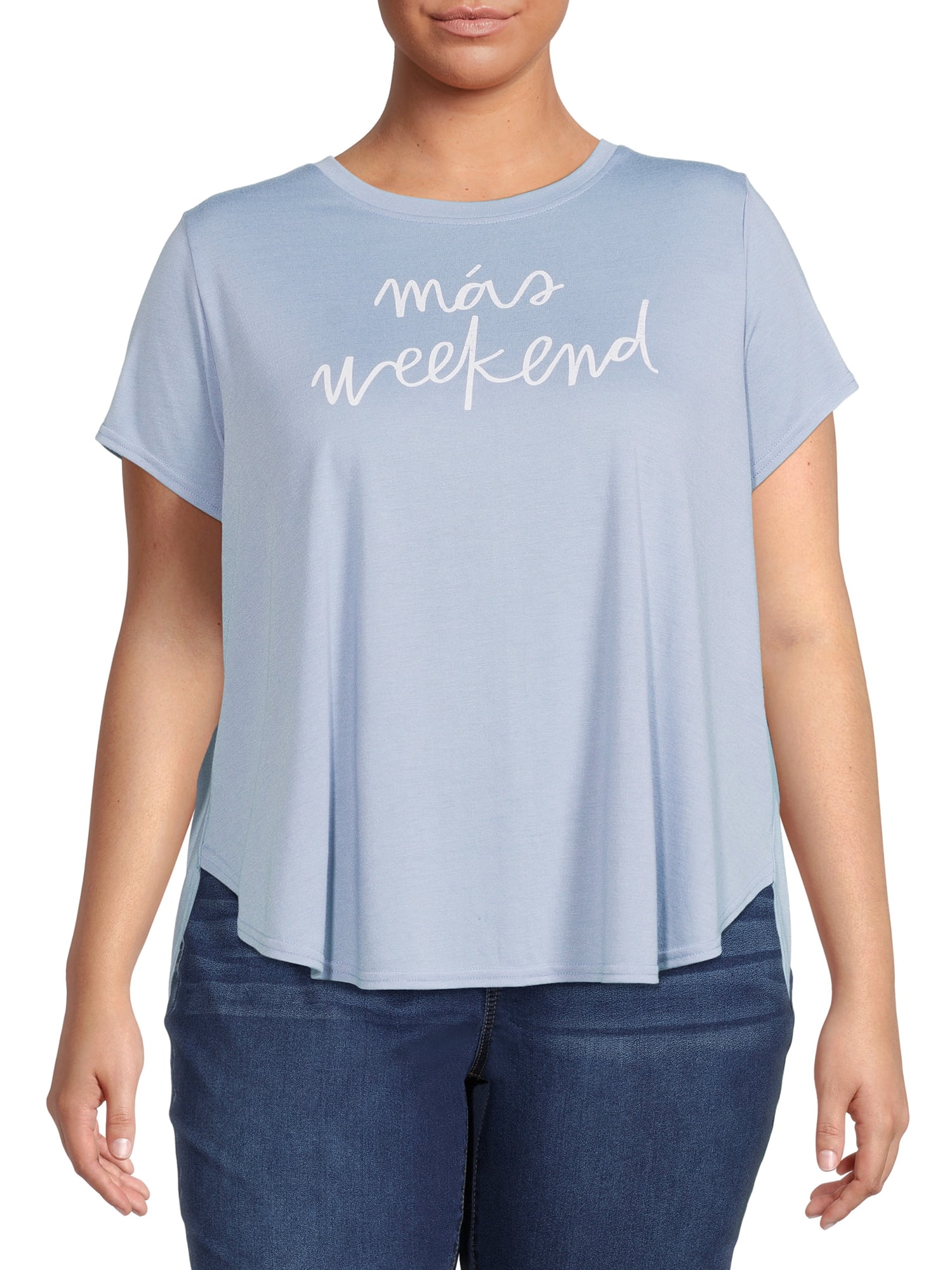 Terra & Sky Women's Plus Size Shirttail T-shirt, 2-Pack