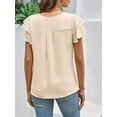 thumbnail image 3 of MORTTIC Women's Summer Ruffle Sleeve Blouse Casual Crew Neck Work Tops for Office or Daily Wear, M, 3 of 5