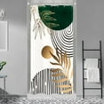 thumbnail image 4 of Stall Abstract Leaves Shower Curtain Set 36Wx71H Inches Half Small Emerald Green Modern Tropical Mid Century Simple Minimalist Chic Boho Polyester Bathroom Curtain with 7 Hooks, 4 of 6